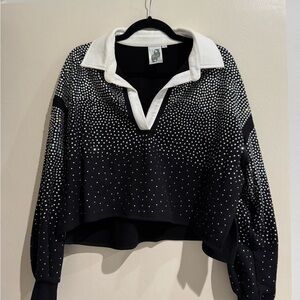 QUEEN OF SPARKLES Black and White Studded Sweatshirt